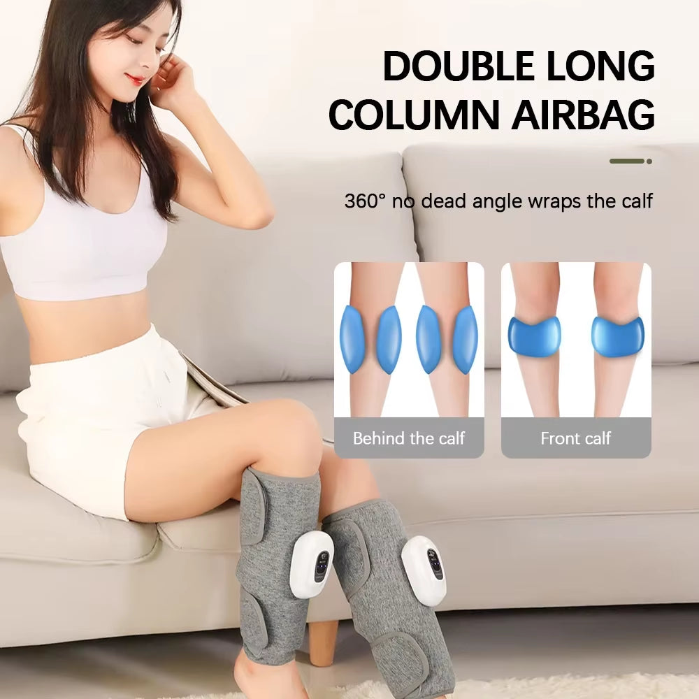 Electric Leg Massager Wireless Rechargeable Air Compression Leg Calf Massage for Pain Relief Relax Leg Muscles 360° Air Pressure