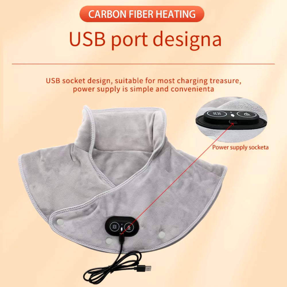 Electric Heating Shoulder Neck Pad Massager USB Cervical Brace Wrap Thermal Compress Relieve Pain Fatigue Warm Back Brace Tool(new)