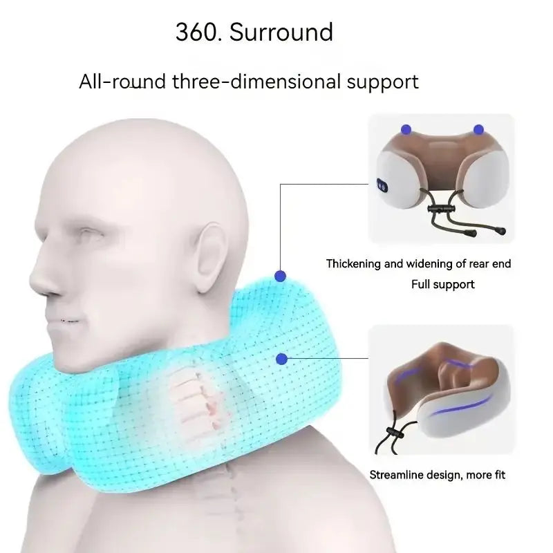 Electric Neck Massage Pillow U-Shaped and Fits the Neck Adjustable Heating to Massage and Relax Durable Memory Cotton