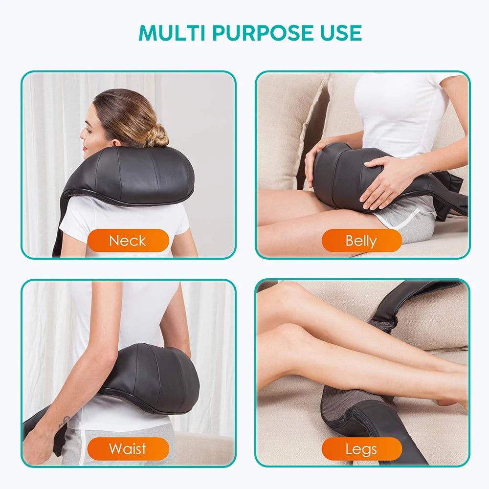 Wireless Shiatsu Neck and Back Massager Neck and Shoulder Kneading Massage Shawl Neck Cervical Relaxing Trapezius Massager